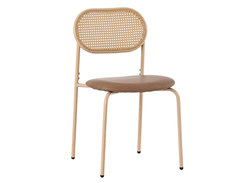  Lot de 2 chaises de salle à manger,46x40x80 cm,avec dossier en rotin,pu,marron  - Conforama D