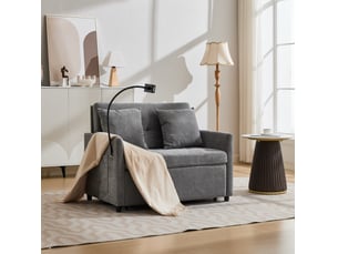 Canapé droit convertible <strong>MAISENTIEL</strong> <strong></strong> 1 place Polyester gris