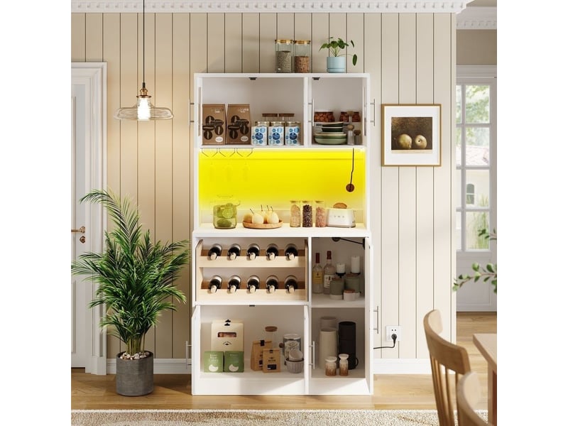Servers, sideboards & buffets - armoire de cuisine moderne avec façades en verre, 100x40x180 cm armoire de cuisine de cuis - mdf - blanc - 100 x 40 x 180 cm - usage domestique - installation simple VB-OSQP001WH - Conforama D