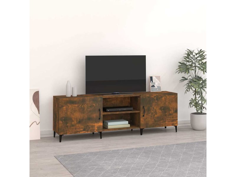  Meuble tv - banc tv - meuble de rangement chêne fumé 150x30x50 cm bois d'ingénierie  - Conforama B