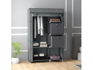 Armoire en tissu pliable 102x42,5x162,5 cm avec tringle métal gris foncé