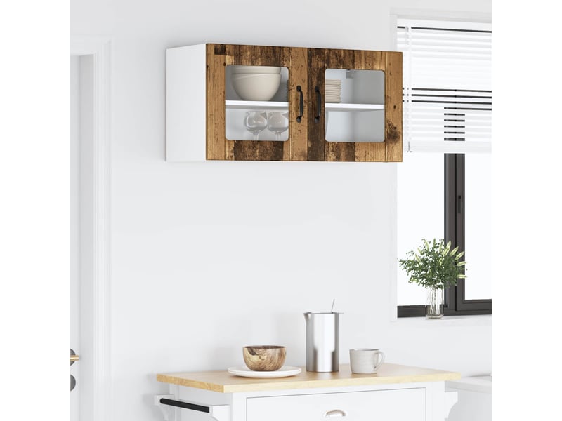 Meuble mural de cuisine, cabinet en verre mural bois ancien 80x31x40cm shl8384 - Conforama D