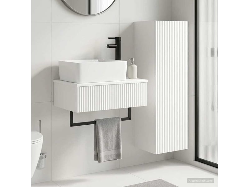 Ensemble de mobilier de salle de bain 2 pcs blanc brillant shl9647 - Conforama B