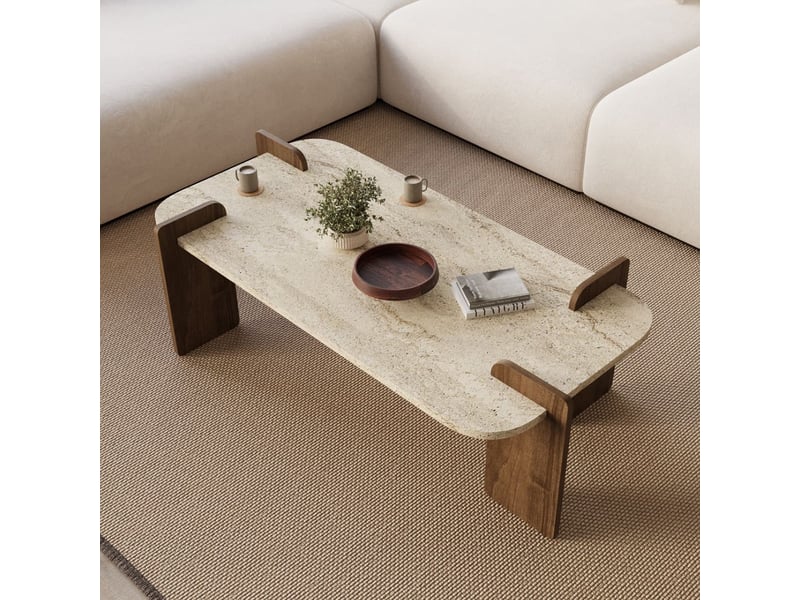 Tavolino da salotto rettangolare design moderno leapiri - beige  - Conforama B
