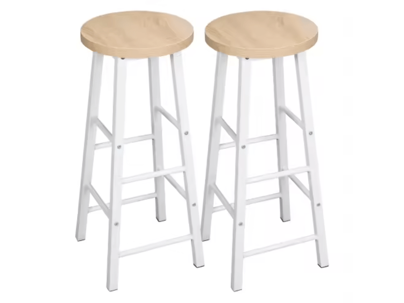 Tabourets de bar lot de 2 avec repose-pieds - lpospi - assise stable, mdf et métal, cuisine et bar, chêne clair - Conforama A