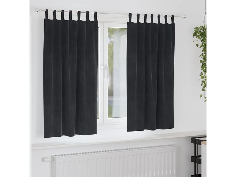  Lot de 2 rideaux, rideaux de fenêtre noir 140 x 175 cm velours cf44094  - Conforama B
