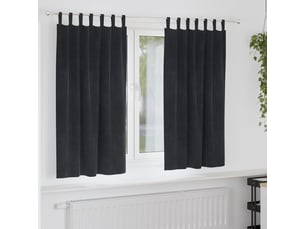 Lot de 2 rideaux, rideaux de fenêtre noir 140 x 175 cm velours cf44094