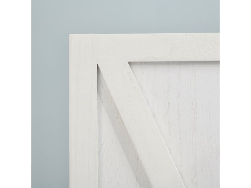  Paravent intérieur 4 panneaux style campagnard chic - bois de paulownia blanc - séparateur de pièce avec croisillons  - Conforama W