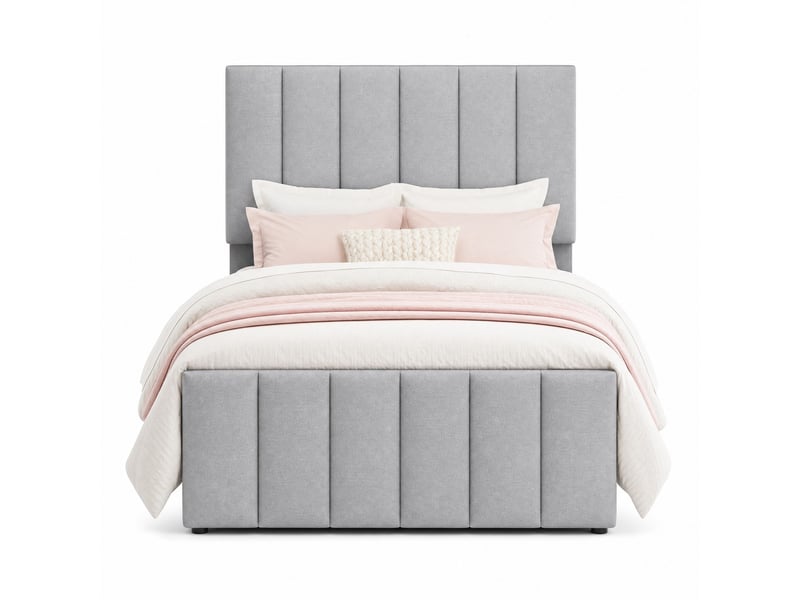  Lit gigogne 90x200 cm avec 3 tiroirs et tête de lit réglable, gris  - Conforama A