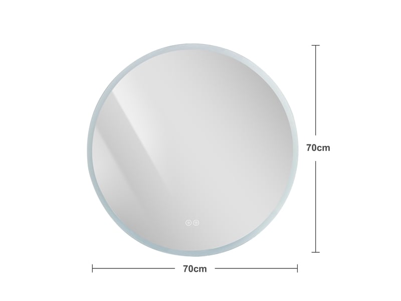  Miroir salle de bain rond led 70x70 cm antibuée à lumière 3 couleurs, argenté  - Conforama C