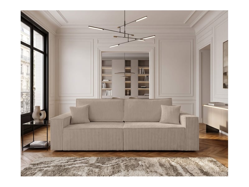  Farah - canapé droit 3 places convertible en velours cotelé épais  - Conforama B