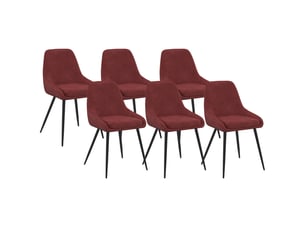 Lot de 6 chaises thalya en velours bordeaux avec accoudoirs