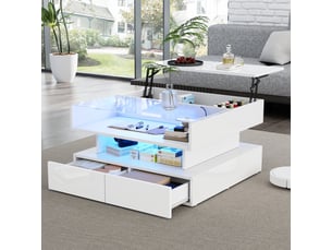 Table basse carré(e) coloris blanc <strong>MERAX</strong> <strong>table basse blanc</strong> - 80 cmx80 cm