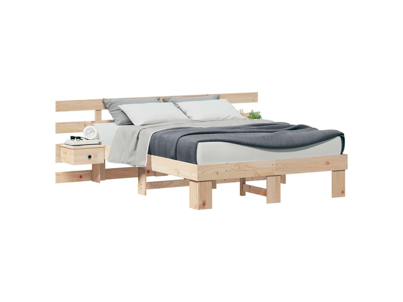  Lit double- lit adulte -  cadre de lit avec tête de lit marron 120 x 190 cm pin massif  - Conforama A
