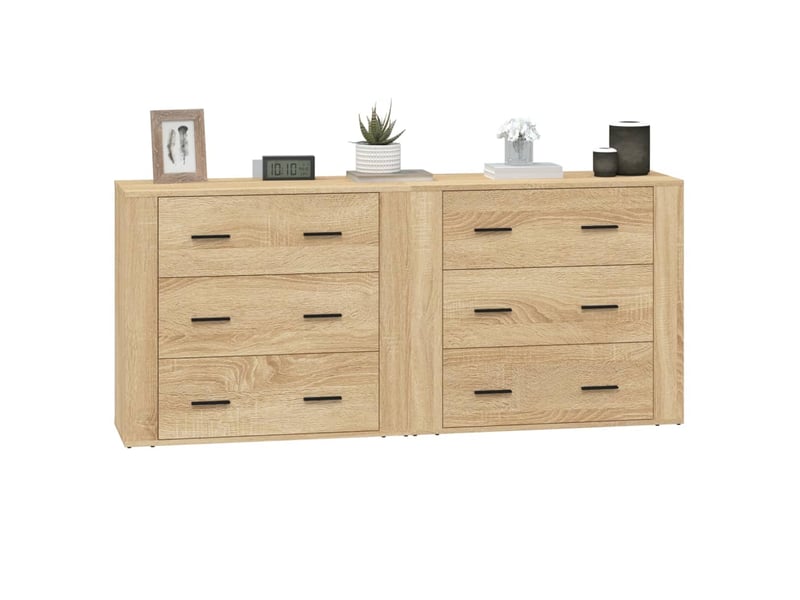  Buffets 2 pcs - bahut - meuble de rangement chêne sonoma bois d'ingénierie  - Conforama D