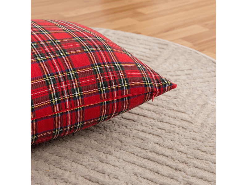  Lot de 2 housse de coussin - 2 noël plaid tartan coussin taie d'oreiller lit canapé décor à la maison, rouge cushion cover - Conforama C