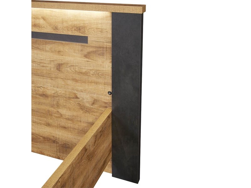 Lit 140x190cm aspect chêne artisan et graphite avec leds - andes ANDES - Conforama D
