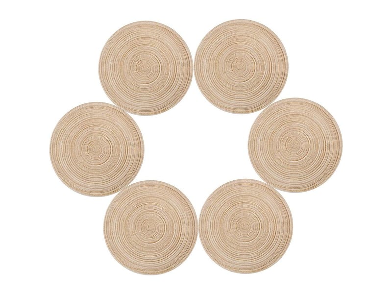  Memkey – sets de table ronds 35cm – lot de 6 en polypropylène et coton – résistants à la chaleur jusqu'à 70℃ – antidérapants et lavables  - Conforama A