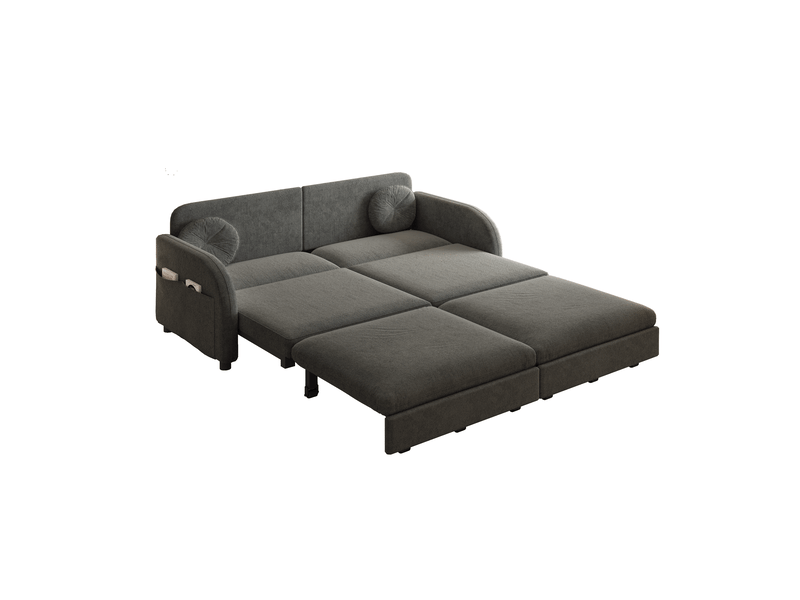  Canapé convertible 2 places gris en chenille avec couchage 154 x 200 cm Fay Lum - Conforama A