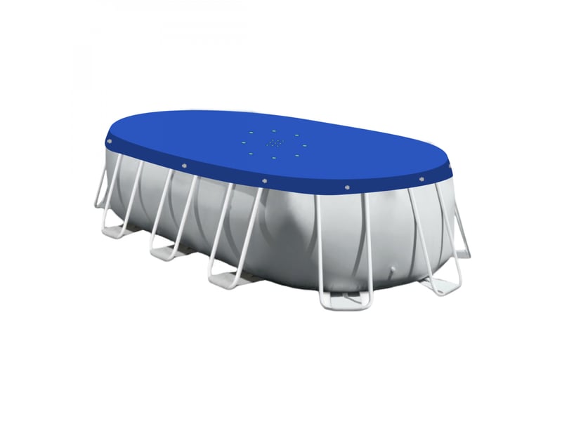 Bâche de protection réversible 4 saisons pour piscine hors sol - ovale 3,78 x 5,49 m - 150 gsm - bleu et gris  - Conforama A