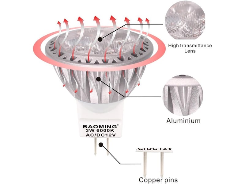  6 ampoules mr11 gu4 3w 6000k 12v 280lm  - Conforama C