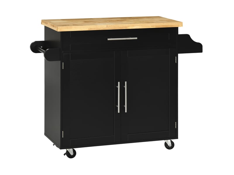  Desserte de cuisine 109x40x89 cm avec tiroir, placard et porte-serviettes mdf noir  - Conforama A