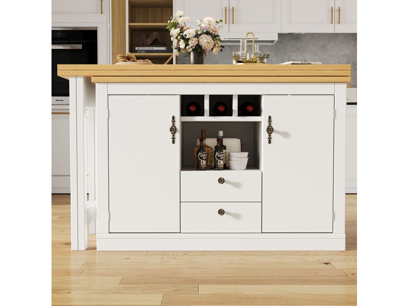  Table bar extensible avec rangement mdf blanc  - Conforama C