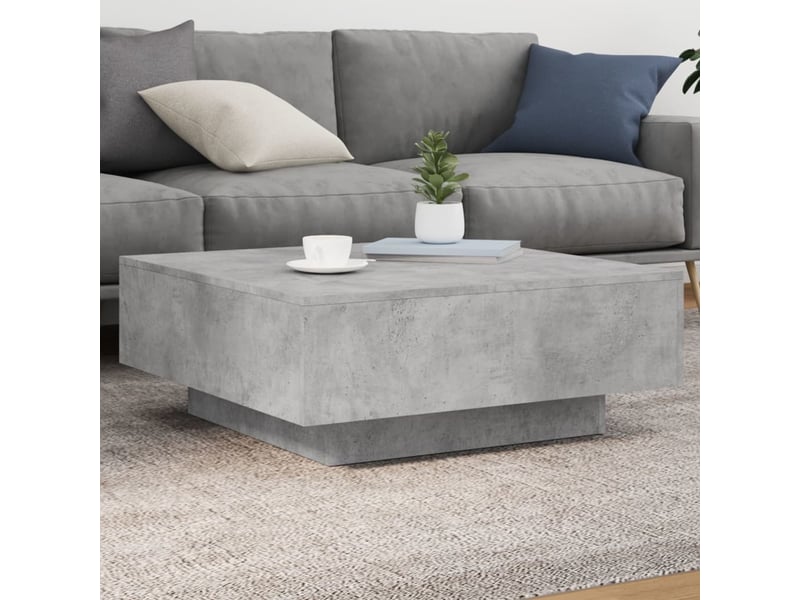 Table basse - table de salon - table à thé avec lumières led gris béton 80x80x31 cm - Conforama B