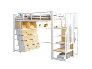 Lit mezzanine 90x200 cm <strong>OKWISH</strong>  <strong></strong> coloris blanc