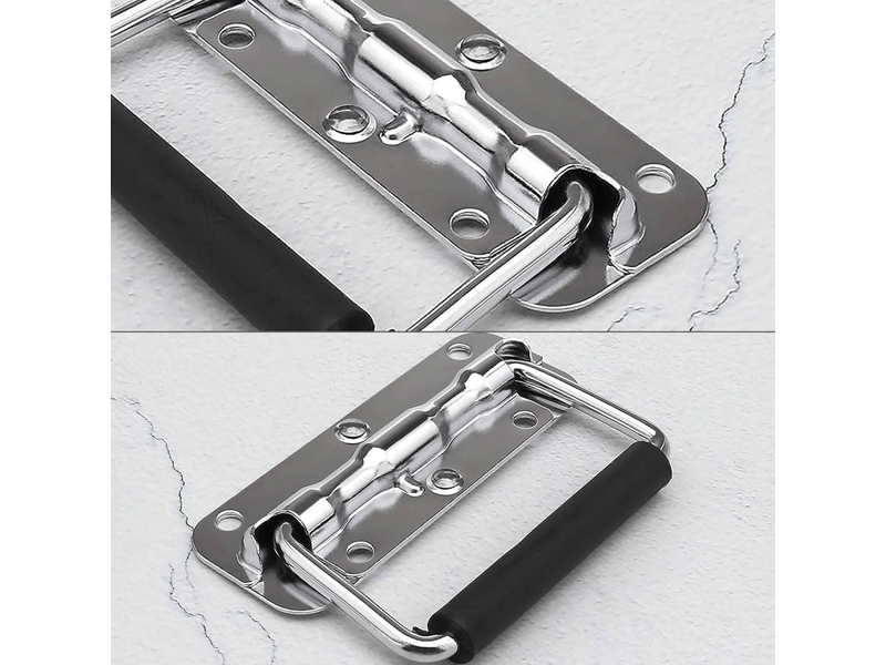  4 pièces de poignées pliantes pour caisses : avec ressort, argentées, 110 mm, pour valises, flight cases, mallettes et caisses à outils  - Conforama D