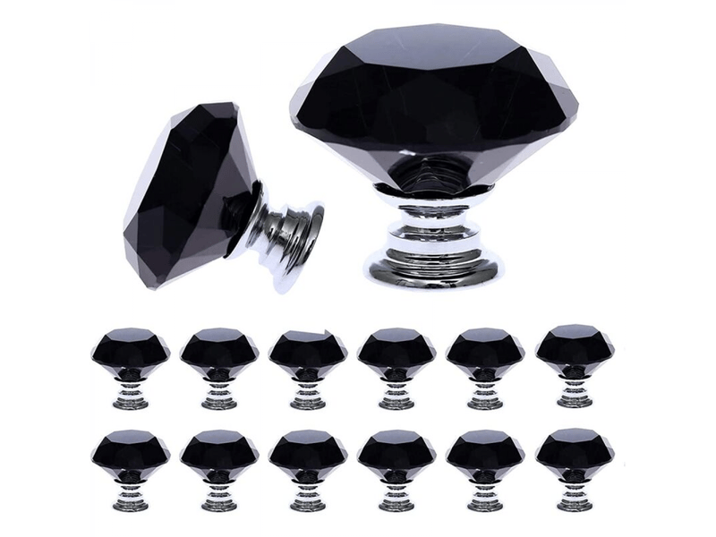  (30 mm) 12 pièces de poignées de meubles en verre noir, trou unique pour tiroir de cuisine, bureau, chambre à coucher, armoires  - Conforama A