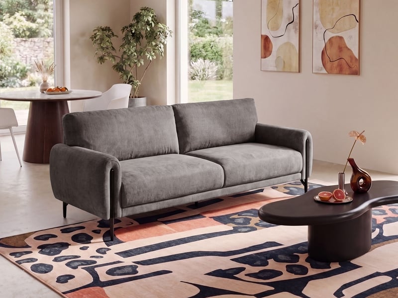 Canapé 3 places skaro tissu chenille taupe - Conforama B