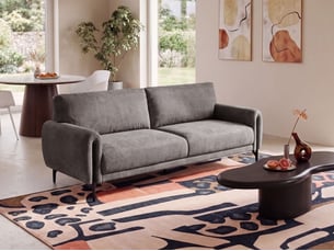Canapé droit fixe 3 places Tissu beige avec coffre de rangement