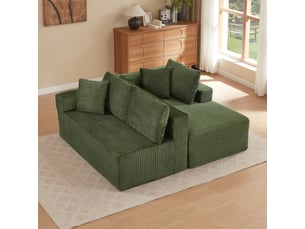 Canapé d'angle droit fixe <strong>OKMYHOME</strong> <strong></strong> 4 places Tissu vert