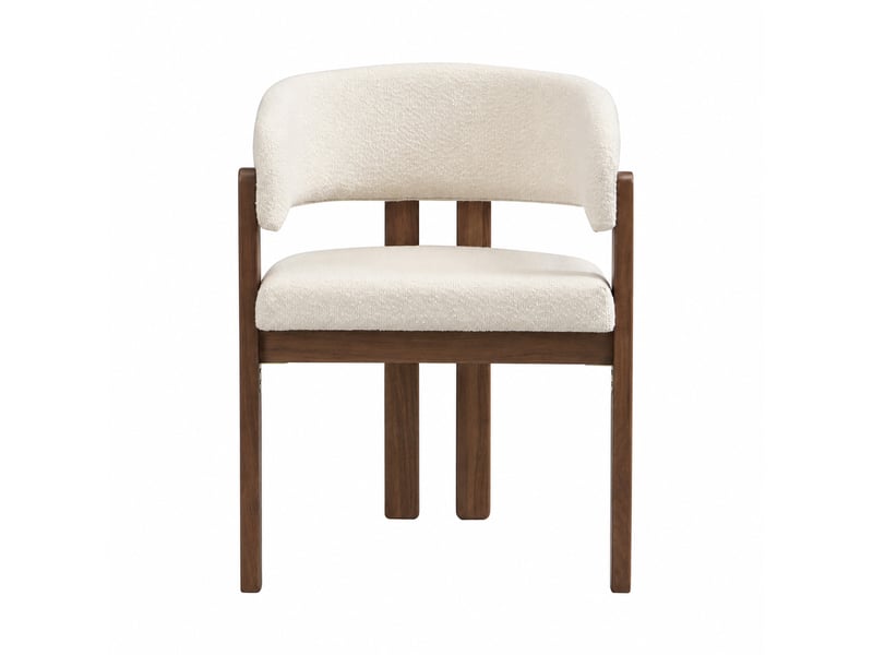  Lot de 2 chaises de salle à manger avec accoudoirs, bois, bouclette beige noyer  - Conforama A