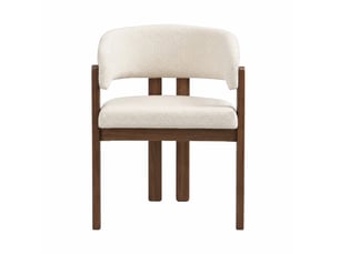 Lot de 2 chaises de salle à manger avec accoudoirs, bois, bouclette beige noyer