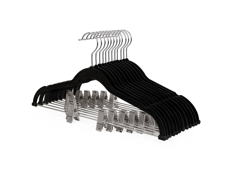  Cintres en velours avec pinces pour jupes lot de 10 noir  - Conforama A