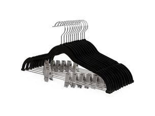 Cintres en velours avec pinces pour jupes lot de 10 noir