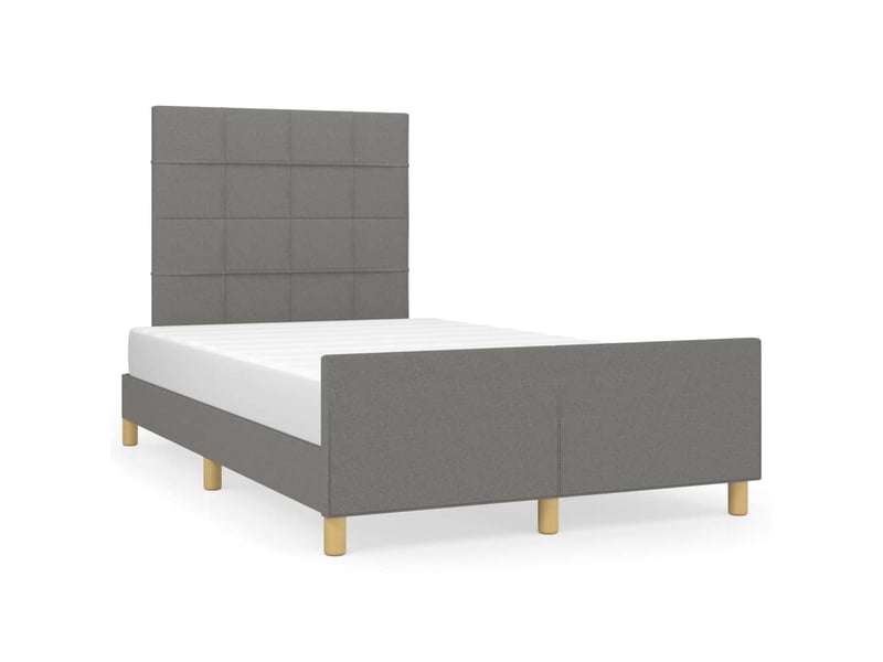  Lit double- lit adulte -  cadre de lit sans matelas gris foncé 120x190 cm tissu  - Conforama A