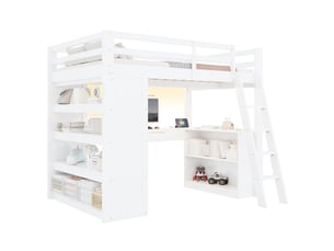 Lit mezzanine 140x200 cm CozyNest coloris blanc