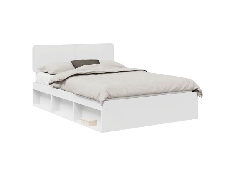  Lit double- lit adulte -  cadre de lit avec tête de lit blanc 140 x 200 cm pin massif  - Conforama A