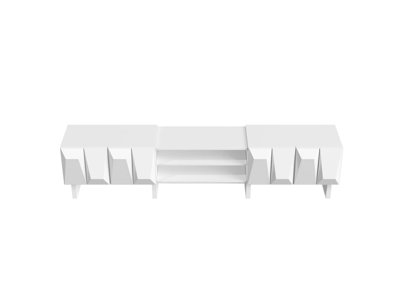  Ensemble salon blanc avec meuble tv, vitrine et table basse en panneau de particules  - Conforama D