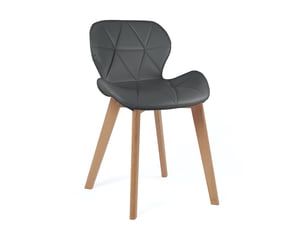 Lot de 2 chaises scandinaves fati en simili cuir matelassé gris foncé avec pieds bois