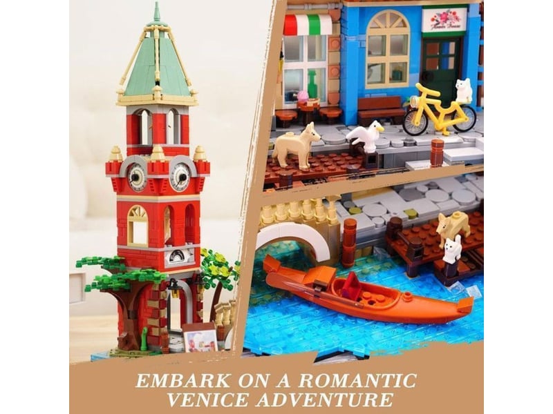  Kit de construction modulaire venise romantique 2155 pieces avec eclairage led quatre batiments gondole 151498_AAAOQ05181_6_DROPFR - Conforama E