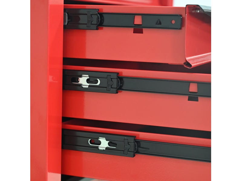  Servante d'atelier 4 tiroirs 62,5 x 34,5 x 78 cm rouge et noir acier, plateau en acier inoxydable  - Conforama E