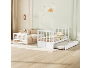 Lit superposé 90x200 cm <strong>HAVRYA</strong>  <strong></strong> coloris beige