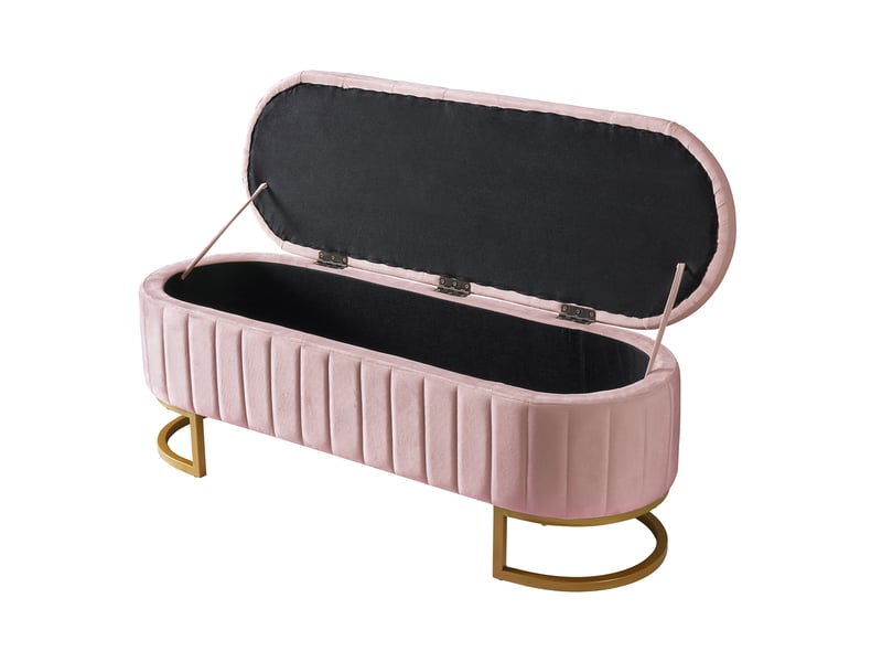  Banc coffre de rangement en velours rose et pieds métal 120 cm N623P410737H - Conforama E