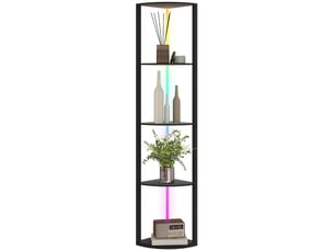Lampadaire d'angle led avec 5 étagères en mdf 42x29,5x163 cm