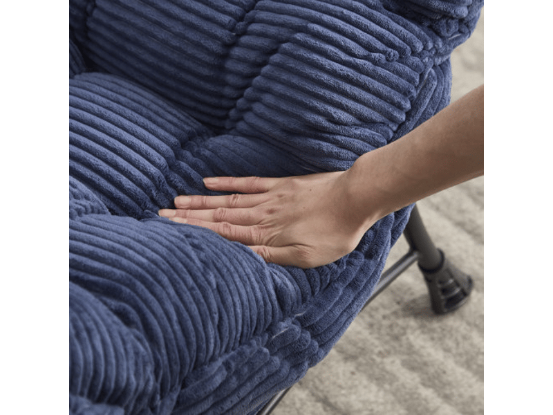  Fauteuil d'angle marin moderne avec ottomane, accoudoirs et poche latérale - canapé relax rembourré avec repose-pieds  - Conforama E
