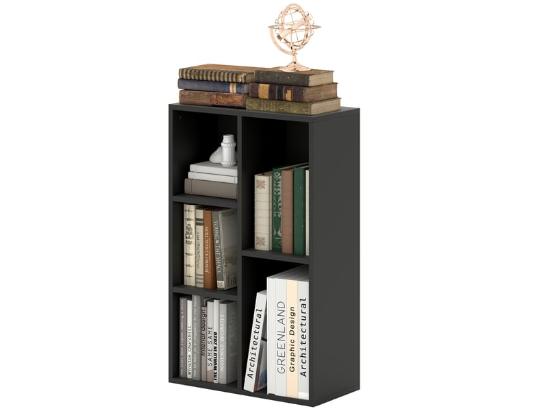  Bibliothèque étagère de rangement avec 5 compartiments, pour salon chambre à coucher bureau, 50x24x80cm, noir  - Conforama B